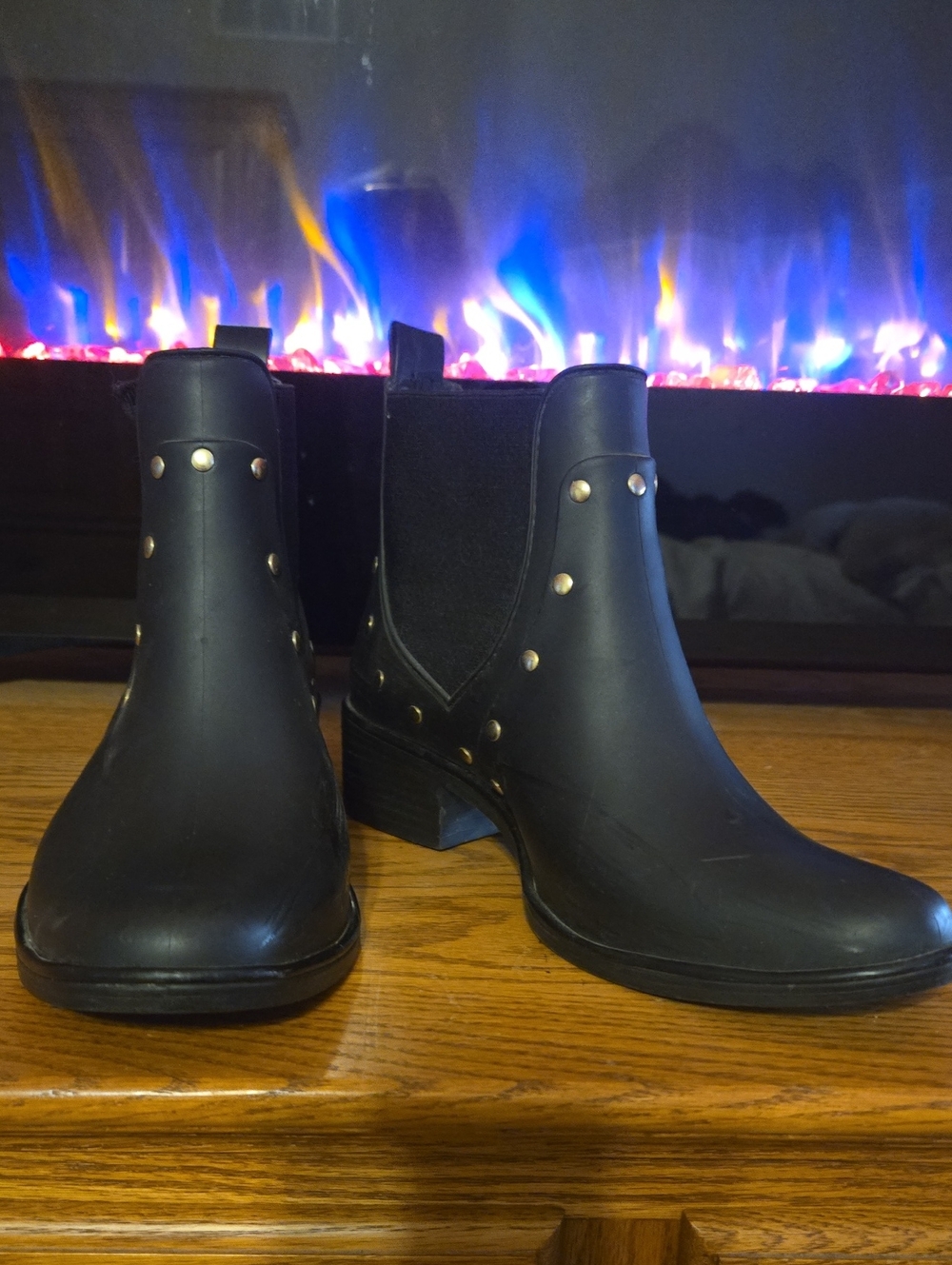 Kate Spade Women’s Black Studded Chelsea Rain Ankle Boots